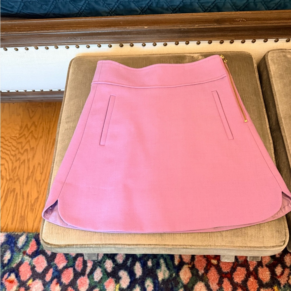 J. Crew Lilac Mini Skirt with Gold Zipper